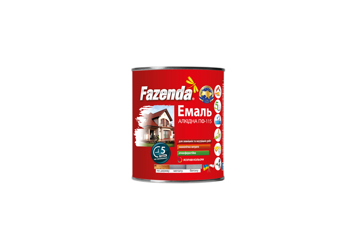 Емаль алкідна FAZENDA ПФ-115, глянець яскраво-блакитний, 0,9кг